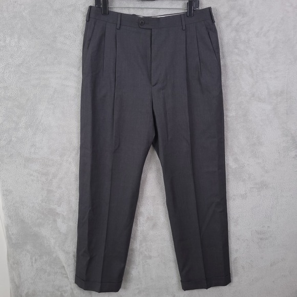 Zanella Other - Zanella Vtg Wool Trousers Pants Mens Size 34 Pleated Cuffed Straight Leg